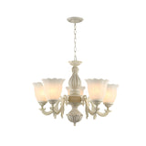 Classic White Milk Glass Blossom Pendant Chandelier Image - 7