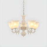 Classic White Milk Glass Blossom Pendant Chandelier Image - 8