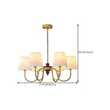 Classic White Pleated Fabric Brass Chandelier Image - 15