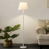 Classic White Pleated Shade Column Metal Floor Lamp Image - 4