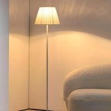 Classic White Pleated Shade Metal LED Floor Lamp Image - 1