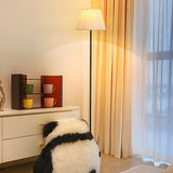 Classic White Pleated Shade Metal LED Floor Lamp Image - 12