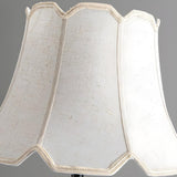 Classic White Scalloped Fabric Bedside Floor Lamp Image - 10