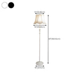 Classic White Scalloped Fabric Bedside Floor Lamp Image - 16