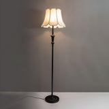 Classic White Scalloped Fabric Bedside Floor Lamp Image - 7