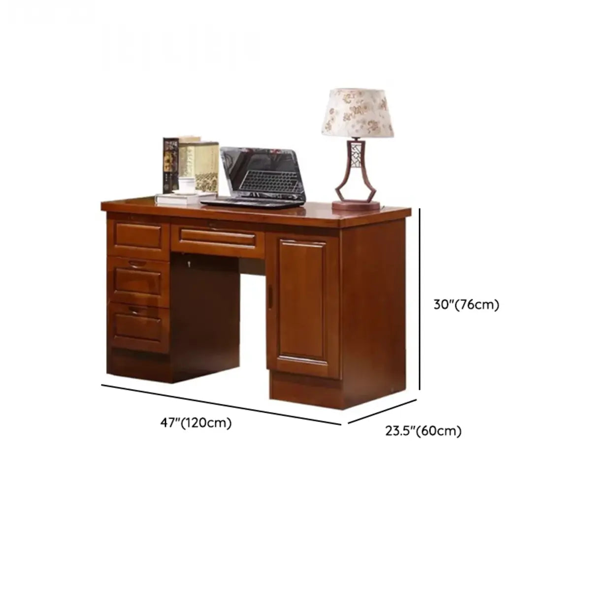 Classic Wood Drawers Cabinet Rectangle Writing Desk 