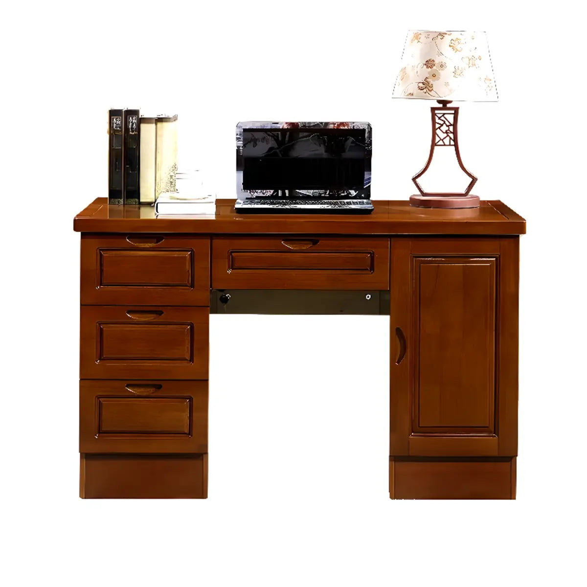 Classic Wood Drawers Cabinet Rectangle Writing Desk Image - 9