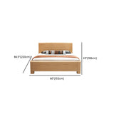 Classic Wood Natural Finish Queen Size Platform Panel Bed Image - 10