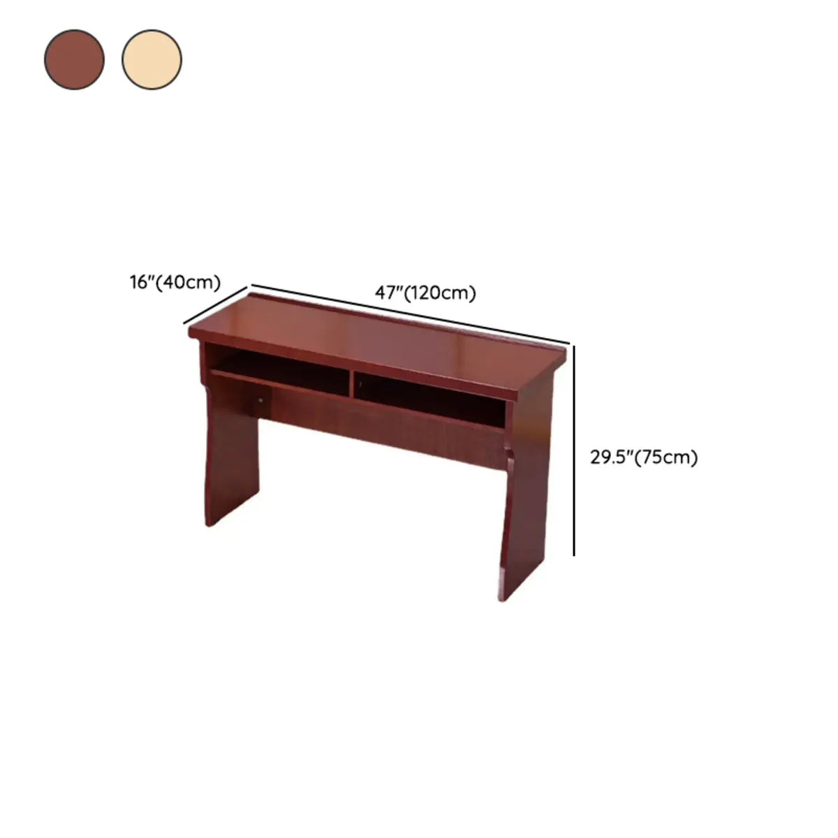 Classic Wood Rectangle Shelving Double Writing Desk 