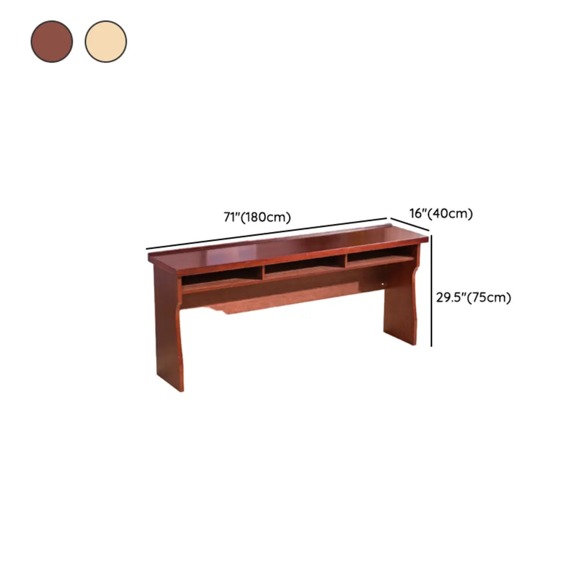 Classic Wood Rectangle Shelving Double Writing Desk Image - 11