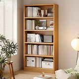 Classic Wooden 5-Tier Rectangle Pine Large Bookcase Image - 5