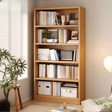 Classic Wooden 5-Tier Rectangle Pine Large Bookcase Image - 7