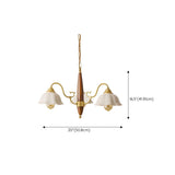 Classic Wooden Brass White Ceramic Floral Chandelier #size