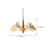 Classic Wooden Brass White Ceramic Floral Chandelier Image - 14