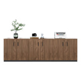 Classic Wooden Brown Office Storage Cabinet with Shelves Image - 8