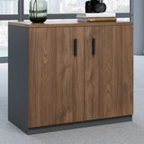 Classic Wooden Brown Office Storage Cabinet with Shelves Image - 3