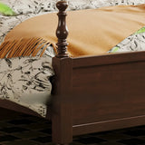 Classic Wooden Brown Queen Green Headboard Storage Bed Image - 11