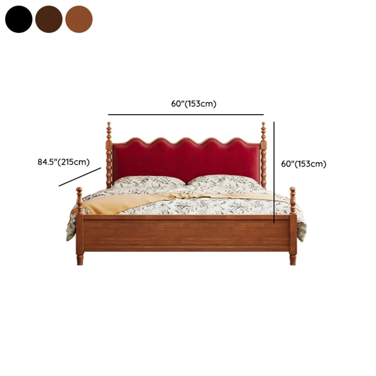 Classic Wooden Brown Queen Green Headboard Storage Bed 