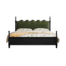 Classic Wooden Brown Queen Green Headboard Storage Bed Image - 5