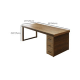 Classic Wooden Rectangle Drawers Double Writing Desk Image - 15