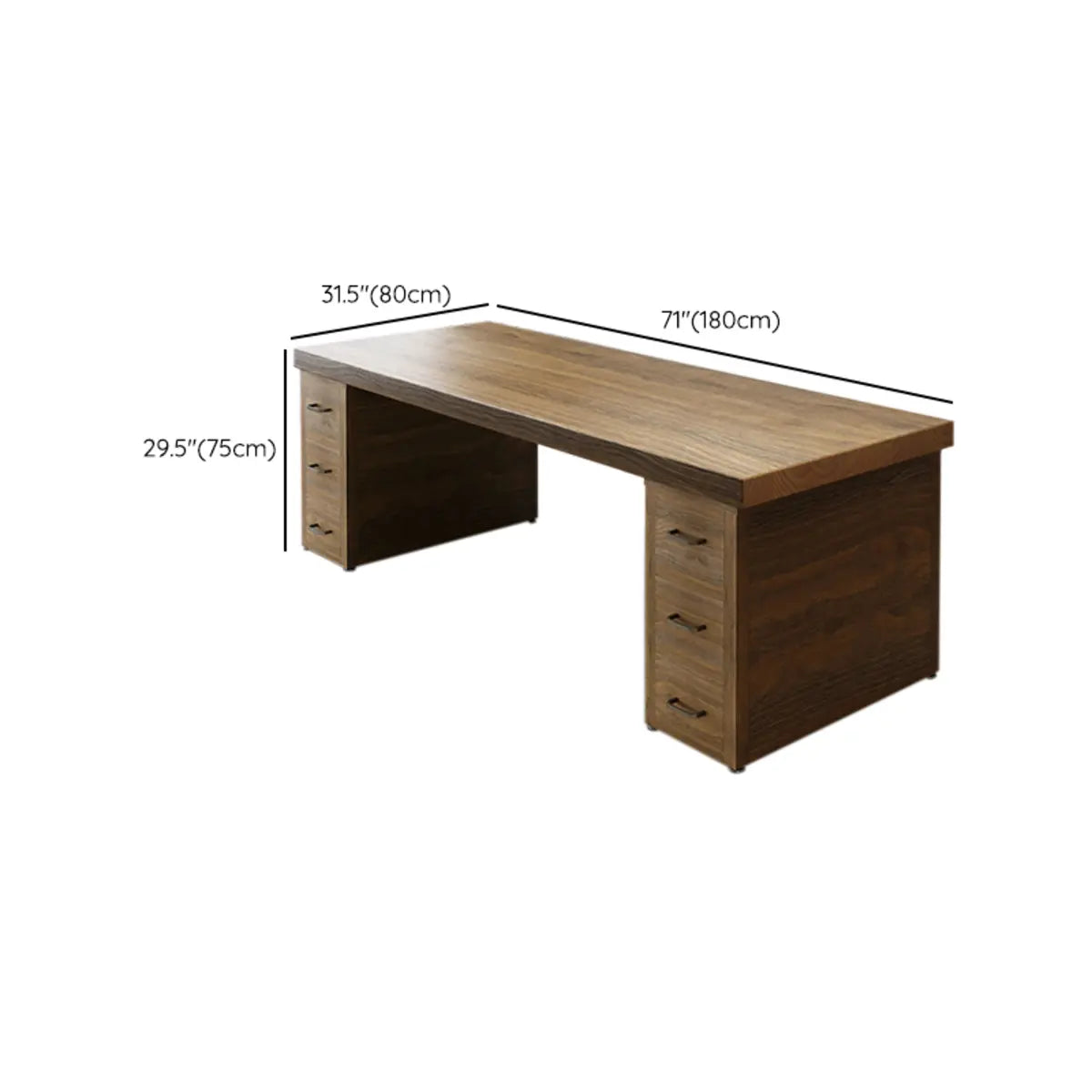 Classic Wooden Rectangle Drawers Double Writing Desk Image - 18