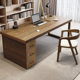 Classic Wooden Rectangle Drawers Double Writing Desk Image - 3