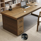 Classic Wooden Rectangle Drawers Double Writing Desk Image - 9