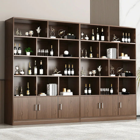 Classic Wooden Rectangular Large Wine Cabinet Brown Image - 1