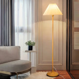 Classic Yellow Metal Floor Lamp with Pleated Shade Image - 1