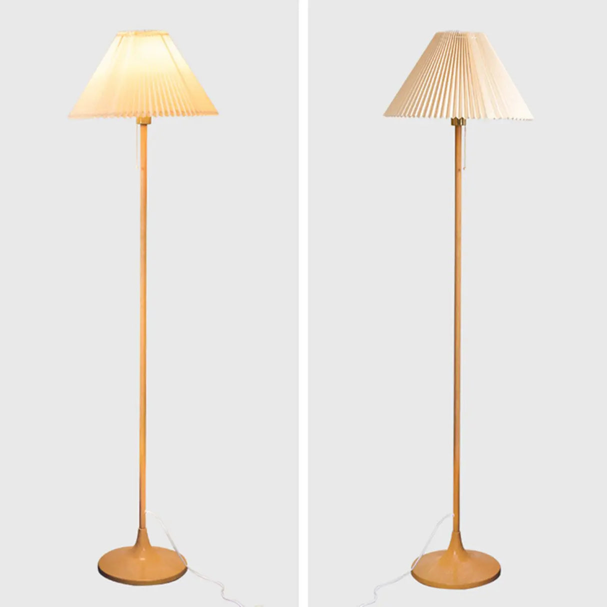 Classic Yellow Metal Floor Lamp with Pleated Shade Image - 6