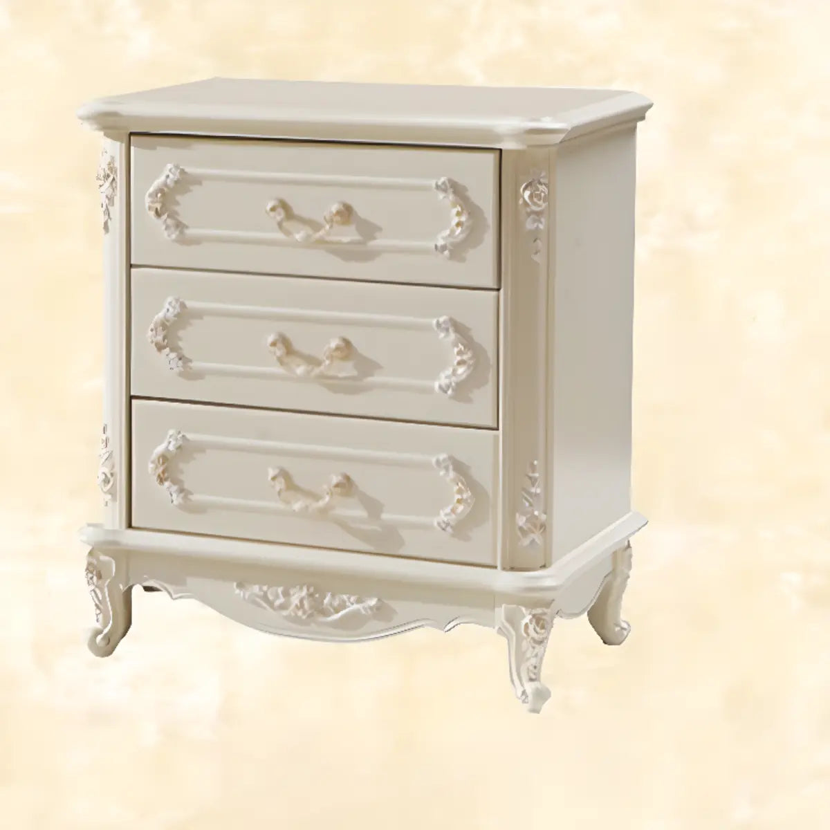 Classical Cream Vertical Wooden Chest with Drawers Image - 11