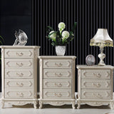 Classical Cream Vertical Wooden Chest with Drawers Image - 4