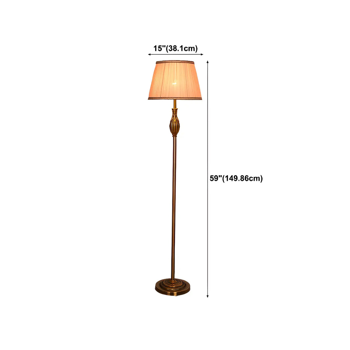 Classical Fabric Shade Gold Metal LED Floor Lamp Image - 18