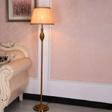 Classical Fabric Shade Gold Metal LED Floor Lamp Image - 2