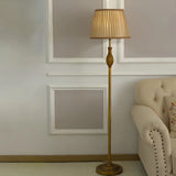 Classical Fabric Shade Gold Metal LED Floor Lamp Image - 4