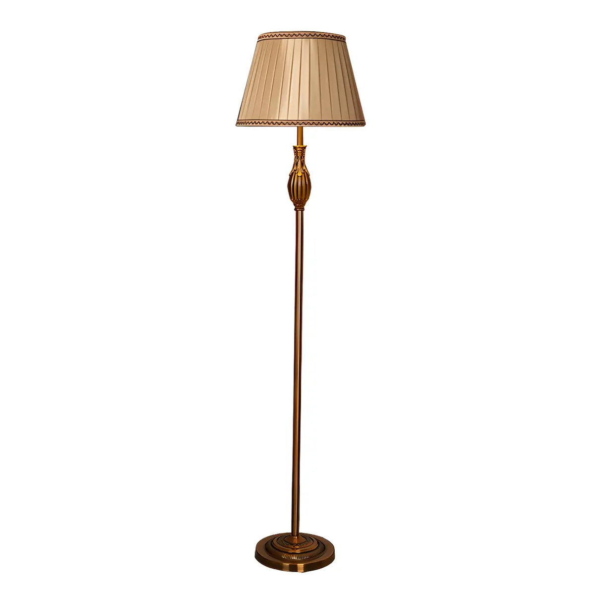 Classical Fabric Shade Gold Metal LED Floor Lamp Image - 7