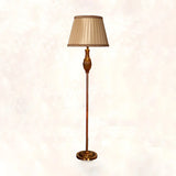 Classical Fabric Shade Gold Metal LED Floor Lamp Image - 9