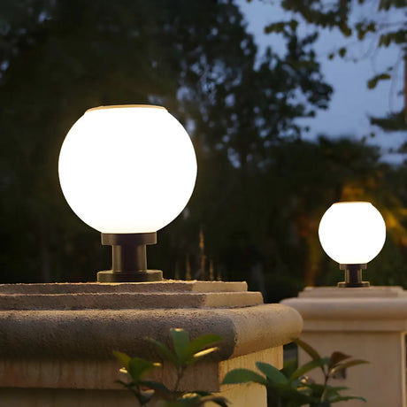 Classical Simple White Globe LED Outdoor Table Lamp Image - 1