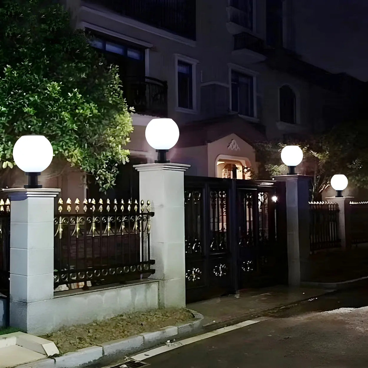 Classical Simple White Globe LED Outdoor Table Lamp Image - 14