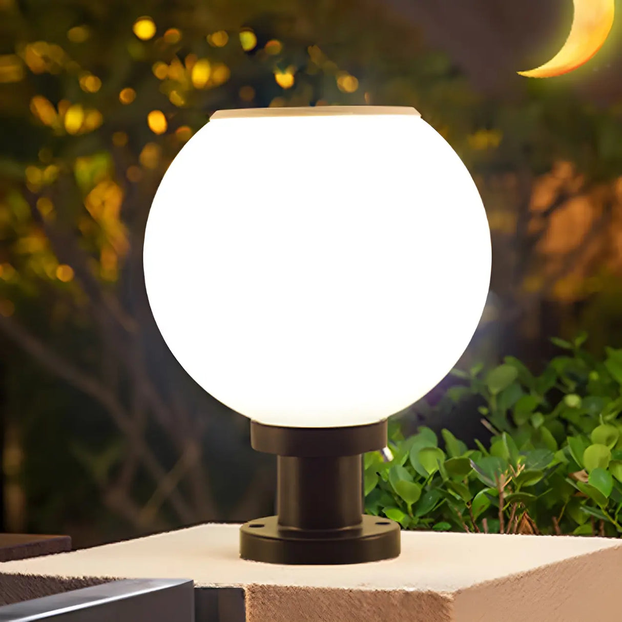 Classical Simple White Globe LED Outdoor Table Lamp Image - 3