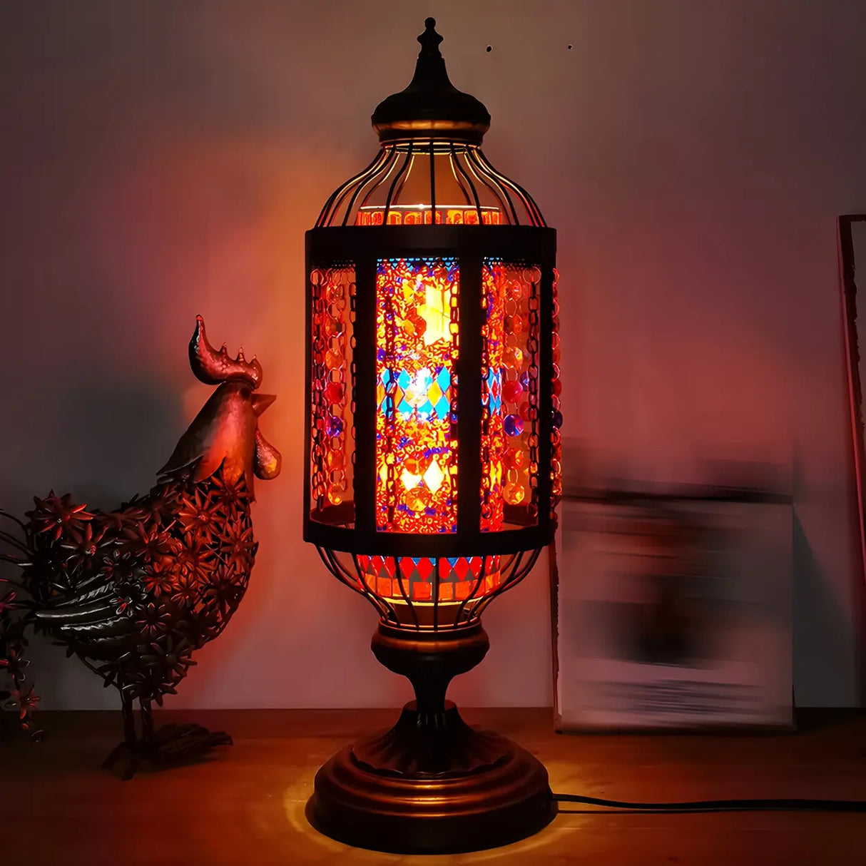 Classical Turkish Tower Stained Glass Decor Table Lamp Image - 1