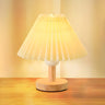 Classical Wooden Cone Pleated Fabric Shade Table Lamp Image - 2