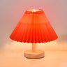 Classical Wooden Cone Pleated Fabric Shade Table Lamp Image - 3