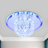 Clear Circle Crystal Orb LED Flush Mount Ceiling Light Image - 1