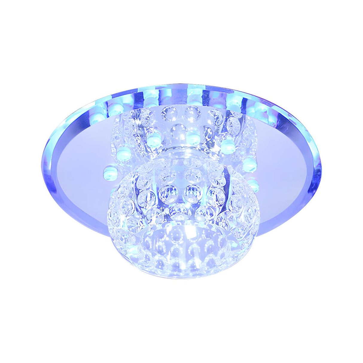 Clear Circle Crystal Orb LED Flush Mount Ceiling Light Image - 3