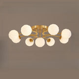 Clear Crystal Balls Gold Semi-Flush Mount Light 9-Light Image - 11