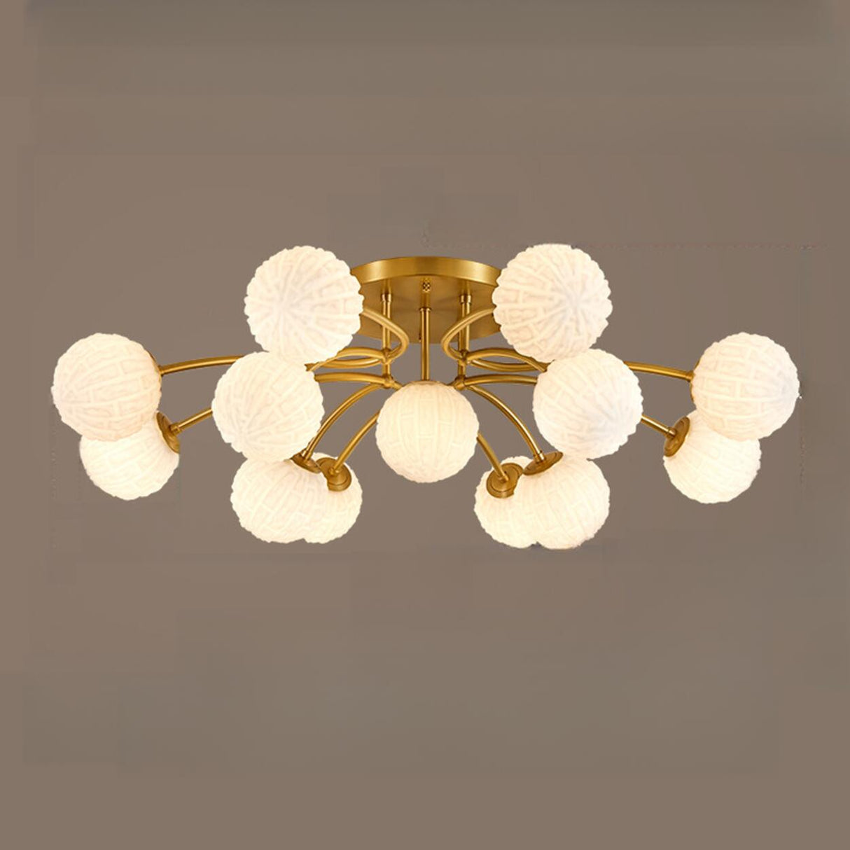 Clear Crystal Balls Gold Semi-Flush Mount Light 9-Light Image - 12