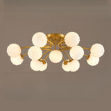 Clear Crystal Balls Gold Semi-Flush Mount Light 9-Light Image - 12