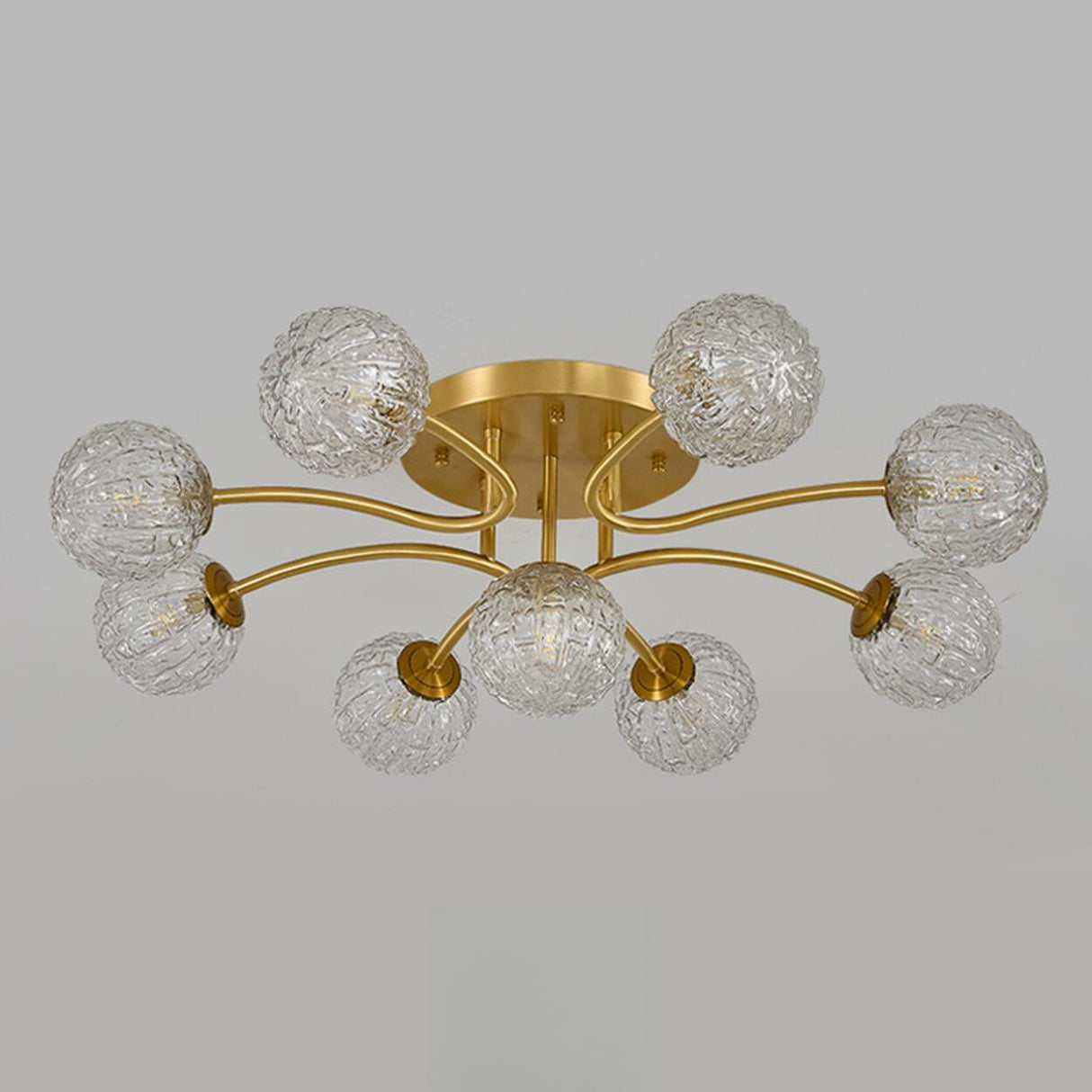 Clear Crystal Balls Gold Semi-Flush Mount Light 9-Light Image - 13