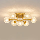 Clear Crystal Balls Gold Semi-Flush Mount Light 9-Light Image - 14